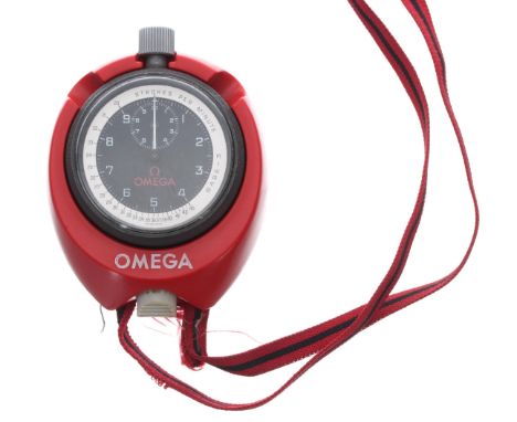 Omega 'Eton College' rowing stopwatch, circa 1970s, signed black dial with Arabic 1-10 seconds scale, subsidiary 10 minute re