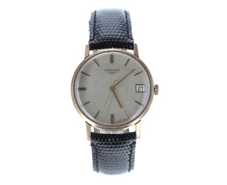 Longines 9ct gentleman's wristwatch, London 1973, silvered dial, cal. 6952 17 jewel movement, case signed Baume, Rotary black