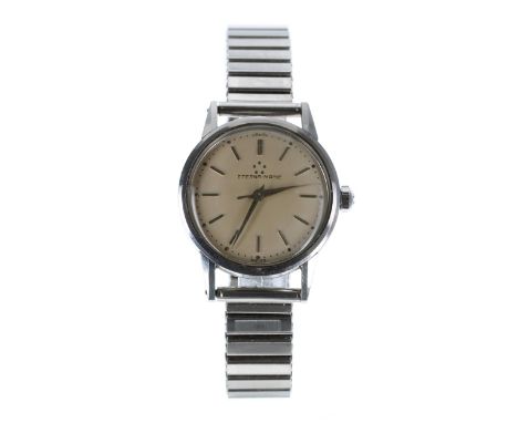 Eterna-Matic stainless steel gentleman's wristwatch, serial no. 3938xxx, circa late 1950s, silvered dial with dauphine hands 