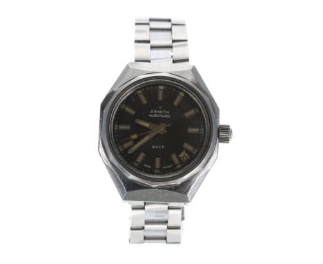 Zenith Defy octagonal automatic stainless steel gentleman's wristwatch, ref. A3644, circa late 1960s, serial no. 575Dxxx, gre