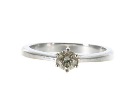 18ct white gold round brilliant-cut solitaire diamond ring, 0.33ct, clarity SI, colour K/L, width 5.5mm, 3.5gm, ring size L/M