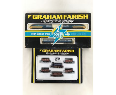 A boxed Graham Farish No. 8125 Intercity 125 and No.7501 Class 94 loco 4 wagons and brake van train mini set