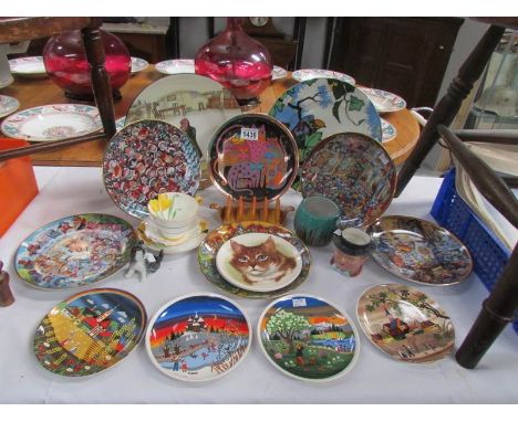 A collection of Poole and Royal Doulton plates together with items of Shelley, Beswick, Paragon and Hummel