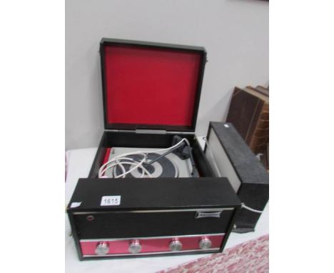 A Dansette Trent turntable (rewired, refurbished and working) with stereo speaker