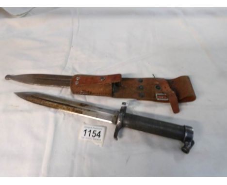 A Swedish Model 1896 Knife bayonet (AKA Swedish Mauser rifle bayonet) with scabbard and frog