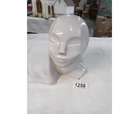 An interesting glazed clay formed visage marked internally M G W E Bendlu Bode
