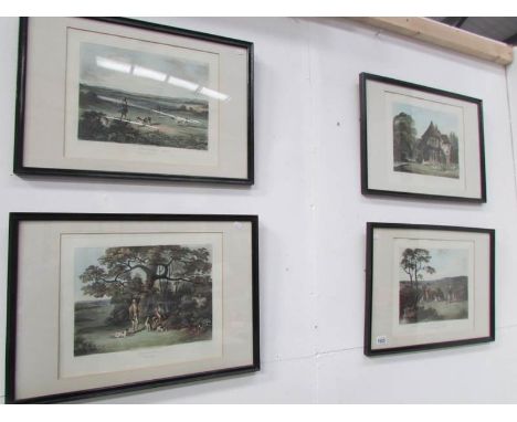 A set of 4 hunting prints published by R Ackermans, printed by D Wolstenholme, engraved by T Sunderland, plates 1, 2, 3 and 4