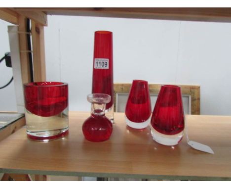 5 pieces of ruby glass
