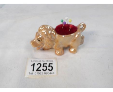 A 1960's Japanese lustre ware lion pin cushion