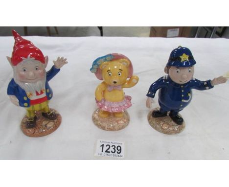 3 Royal Worcester Noddy characters being Big Ears, Mr Plod and Tessie Bear