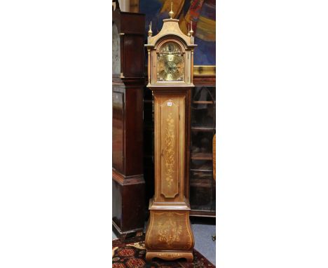 A reproduction continental-style longcase clock, the brass dial signed “Carrilhao Silencio”, &amp; in an inlaid-wooden case, 