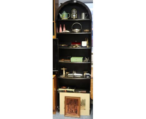A Kein brass 400-day mantel clock under a glass domed dust shade, 6½” high; together with various decorative ornaments, etc.