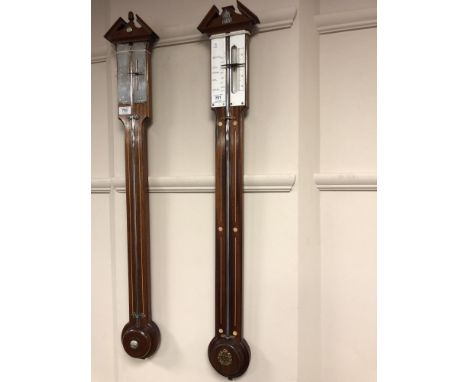 An inlaid mahogany stick barometer 