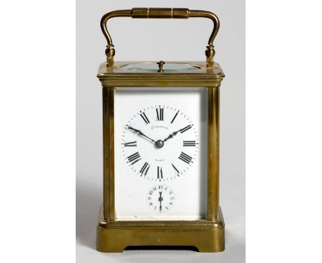 A SERVICE IS RECOMMENDED FOR ALL CLOCKS PURCHASEDThe rectangular white dial with Roman numeral hour markers, calibrated outer