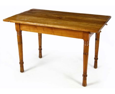The rectangular top above a plain frieze, on ring-turned tapering legs76cm high, 117,5cm wide, 74cm deep