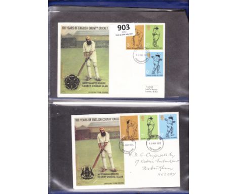 Great Britain - 1973 (6)  First Day Covers.  County Cricket Centenary.
