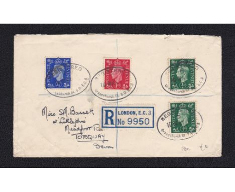 Great Britain 1937 (10/5) Reg Env First Day Issue KGVI 1/2d, 1d and 2 1/2d