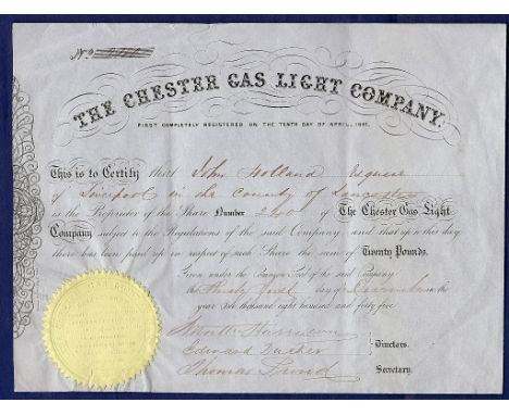 Great Britain 1845 The Chester Gas Light Company £20 share certificate