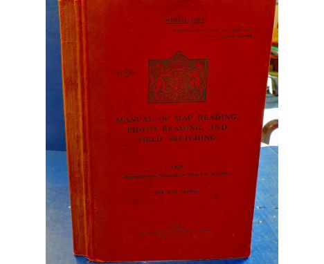 Manual of Map Reading  Photo reading and field sketching.  The War Office 1923.  Foxing here and there but otherwise good cle