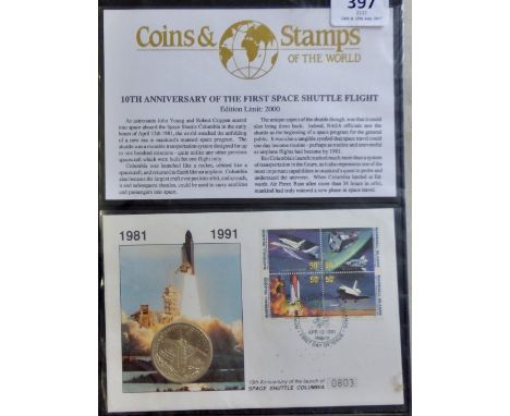 Great Britian 1991 First Space Shuttle Flight the 10th Anniversay Marshell Islands Stamp FDC and 5 Dollar Colombia Shuttle Co