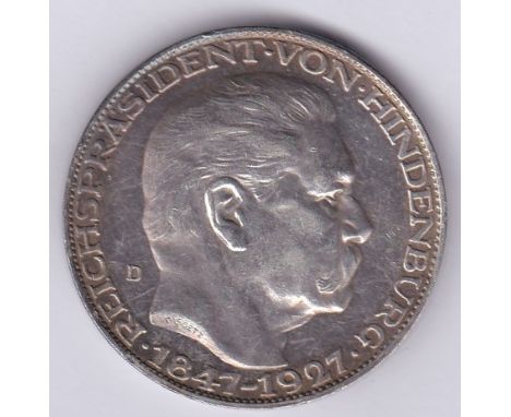 Germany 1847-1927 Hindenberg Silver Medallion, UNC - a beautiful item