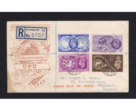 Great Britain (FDC) 1949 UPU set on illustrated First Day Cover. Cat £70