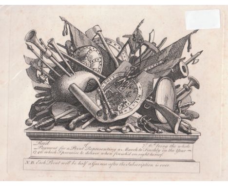 A Print Represents a March To Finchley in the year 1746, excellent quality print , appears to be one of the first produced in