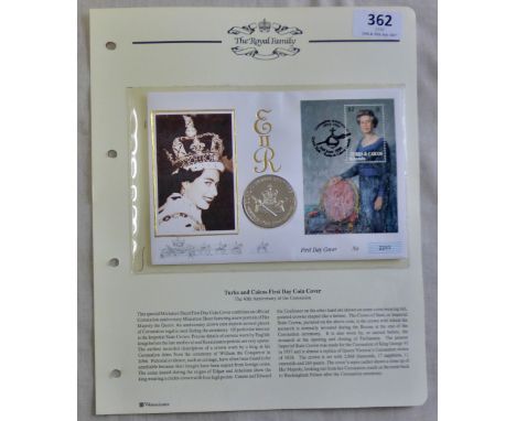 Great Britain 1993 Turks and Caicos Islands 40th Anniversary of the Coronation QEII with stamp FDC (Coronation Regalia) and T