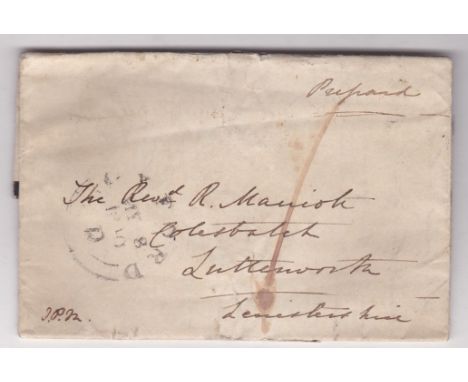 Oxfordshire 1840 Mourning Letter Balliol Collete to Father, Rev R. Marriott - m/s Pretoria 1 rate, Oxford double ring code 'D