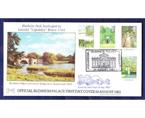 Great Britain 1983 British Gardens Set, Blenheim Park Official First Day Cover and handstamp FDI
