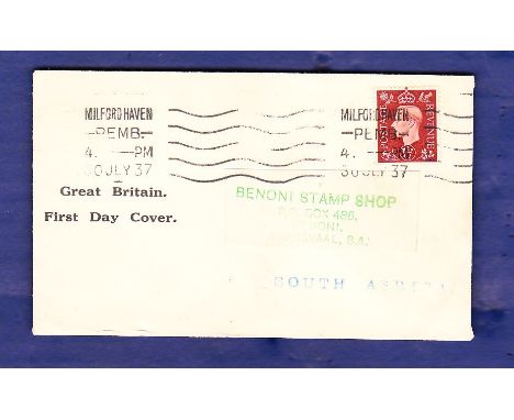 Great Britain-1937(7/30) KGVI,1.1/2d FDC, Milford Haven FDI, A/L,Printed Illustrative Great Britain/First DayCover