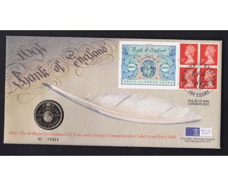 Great Britain - 1994 (27 Jul)  Bank of England stamp on Royal Mint First Day Cover with £2 coin.