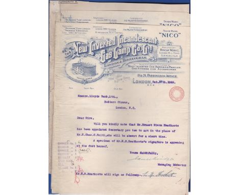 Gas Lamps  The New Inverted Incandescent Gas Lamp Co. Ltd., - engraved headed 1922 letter - Roslar works, Birmingham  (3).