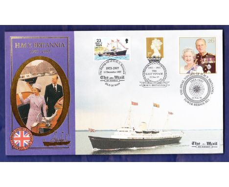 Great Britain/ Isle of Man HMS Britannia (3 Dec) 1997 Isle of Man Stamp. 22 Nov 1997. Last Voyage h/s, 21st Nov 1997 Final Vo