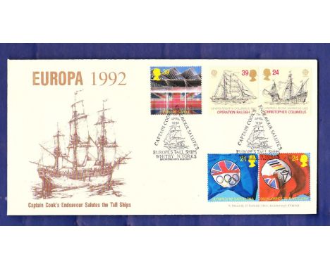 Great Britain - 1992 (19 April)  Europa S.Muscroft Official First Day Cover, 'Endeavour Salutes' Special h/s  p/a.