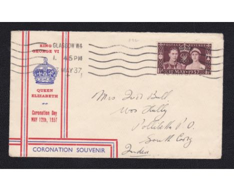 Great Britain 1937 (3 May) Coronation First Day Cover, Illustrated, to India.