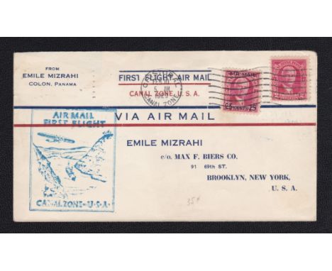 Canal Zone 1929 (Feb 10) First Flight Airmail Cover to USA