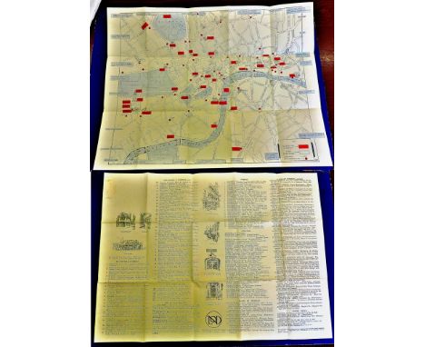 London Bus Route Map and Route Numbers - Signed J.W.B. An early map in very fine condition and listing places of interest, Ci