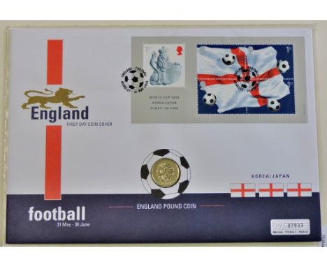 Great Britain P&N 2002 21st May World Cup 2002 First Day cover with £1 Coin p/c