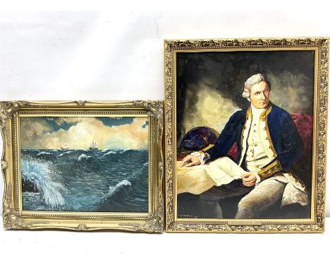 Harry Wilkinson (British 20th century): 'Captain James Cook', oil on board signed and dated 1977 together with S Sparke (Brit