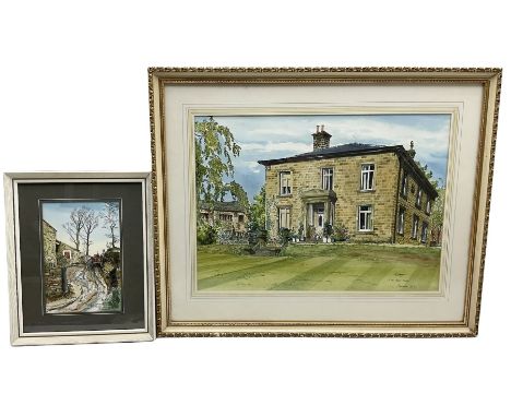 English School (20th century): 'Yew Tree House' and 'The Red Tractor Lower Gate - Near Downham', two watercolours and pen ind