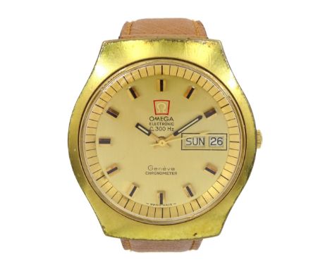 Omega Electronic Chronometer f300 gentleman's gold-plated and stainless steel quartz wristwatch, Cal. 1260, Ref. 198.020, Ser