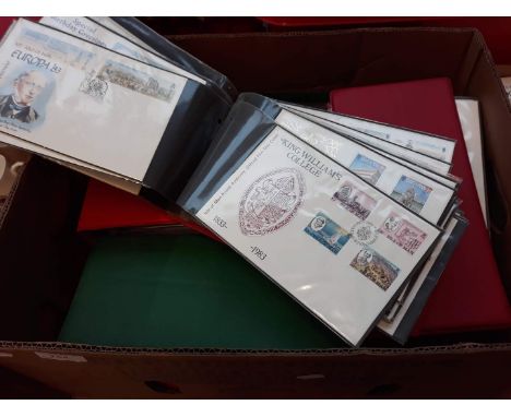 Box with eight folders of first day covers 