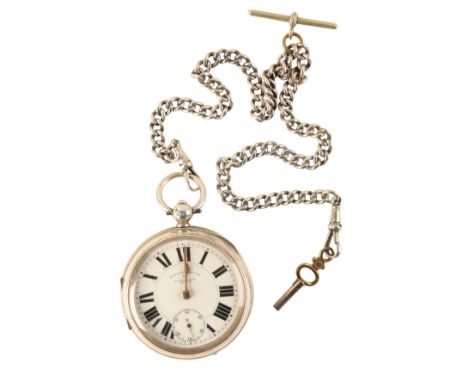 A. YEWDALL OF LEEDS: A SILVER OPEN FACE GENTLEMAN'S POCKET WATCH with key wind movement, the white enamel dial with black Rom