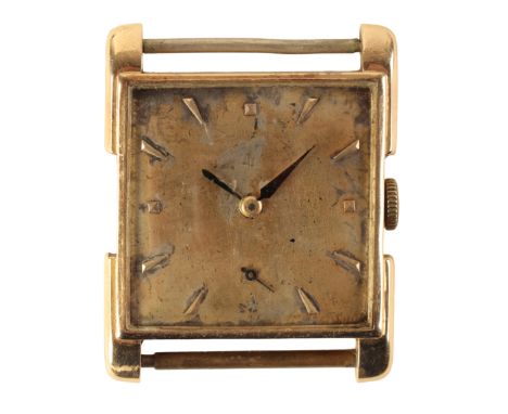 OMEGA: A 14CT GOLD GENTLEMAN'S WRISTWATCH with manual wind movement, the gold tropical dial with gold baton numerals, subsidi