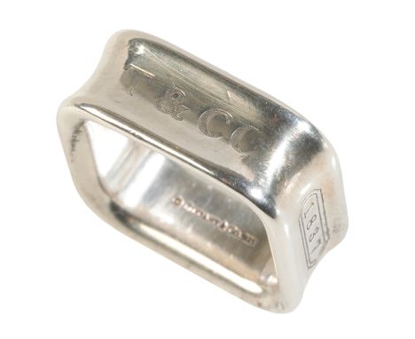 TIFFANY: A SILVER "1837" RING of square form, stamped "T&amp;CO 1837", ring size L