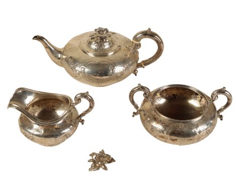 A VICTORIAN SILVER THREE PIECE TEA SERVICE by Goldsmith Alliance Limited, with mark for Samuel Smily, London 1865, comprising