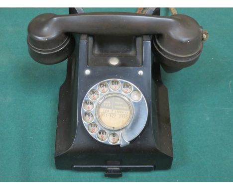 VINTAGE BLACK BAKELITE TELEPHONE WITH DRAWER TO FRONT, MODEL 312L C57/3A
