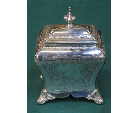 LATE 19th WALKER &amp; HALL SILVER PLATED TEA CADDY WITH HINGED COVER, APPROXIMATELY 15cm HIGH