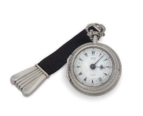 A silver pair cased Verge pocket watch, hallmarked inside the case and the pair case, both dating to 1825, London, it has a w